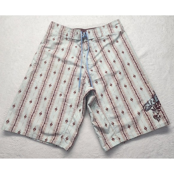 Reef Board Shorts‎ Mens Large Blue Brown Floral Hawaiian Swim Trunks Surf Beach - Picture 2 of 8